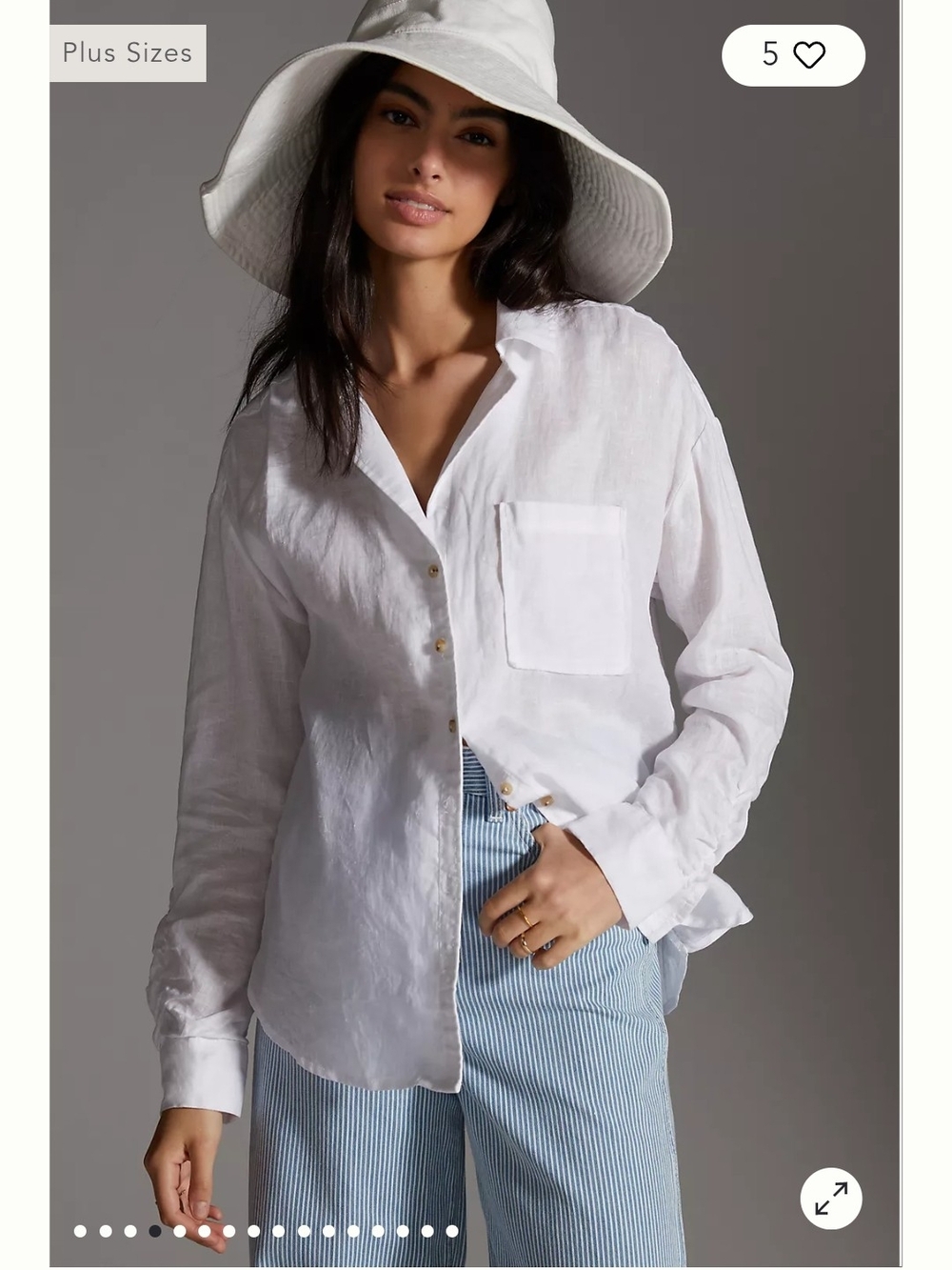 Maeve Anthropologie Cream Linen Cotton Blend Button-Down (Style Number OB20218